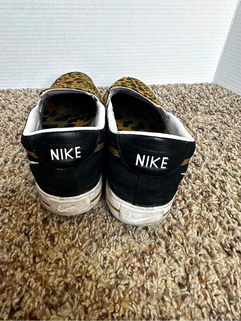 Nike Leopard Print Slip-On Loafers in Tan and Black